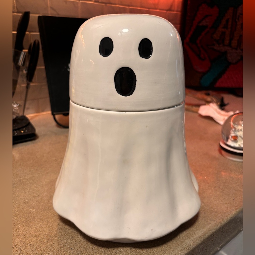 Ghost Cookie Jar Canister Joanns Halloween Decor 2021 Hard To Find 10.5” Glazed